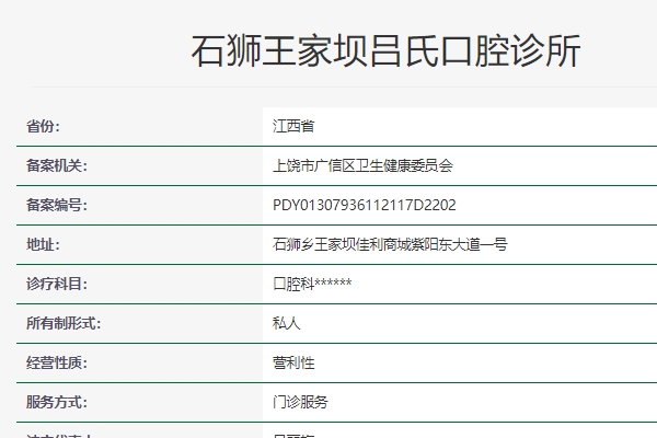 上饶石狮王家坝吕氏口腔诊所