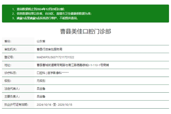 菏泽曹县美佳口腔门诊部