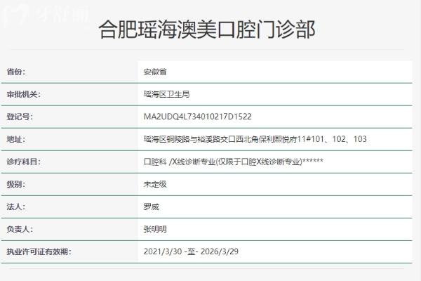 合肥瑶海澳美口腔门诊部