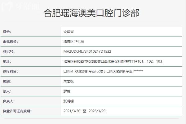 合肥瑶海澳美口腔门诊部