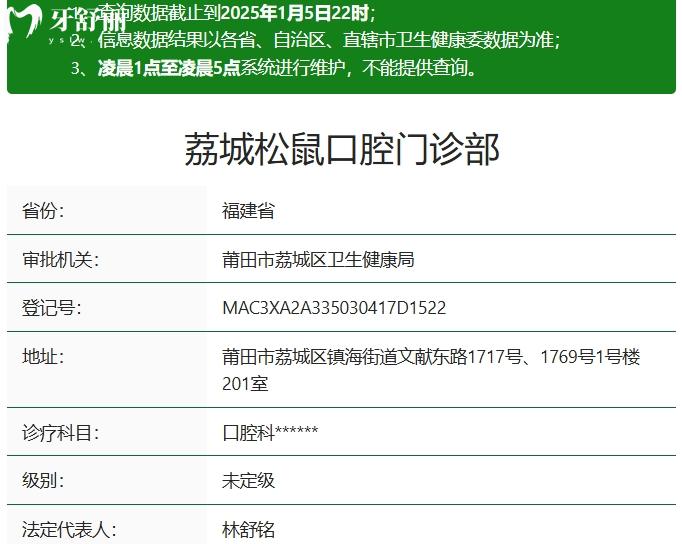 莆田松鼠口腔门诊部资质