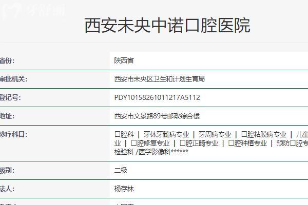 西安中诺口腔正规二级资质