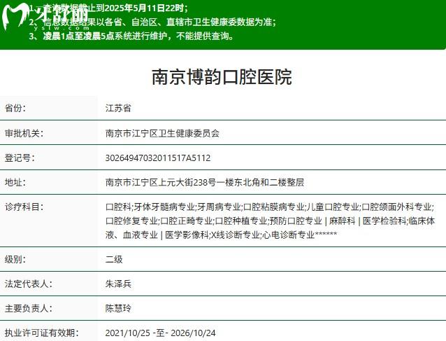 南京博韵口腔二级资质