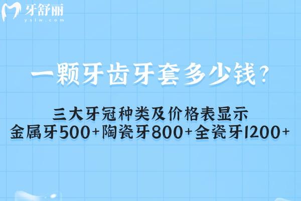 一颗牙齿牙套多少钱 三大牙冠种类及价格表显示金属牙500+陶瓷牙800+全瓷牙1200+
