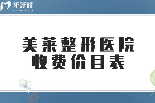 美莱整形医院收费价目表