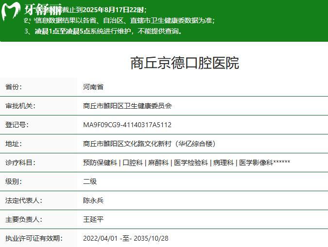 商丘京德口腔医院是几级医院