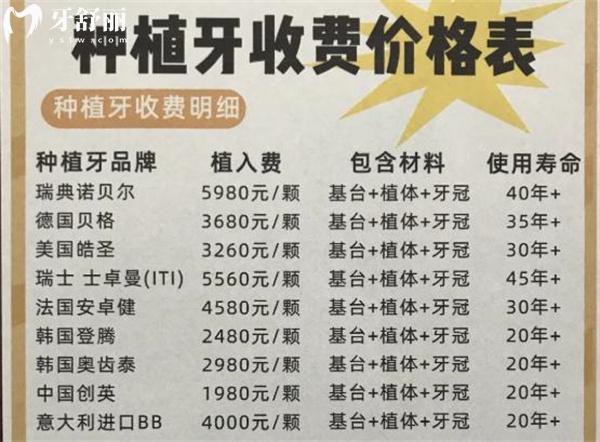 种牙价格2025年价目表图片