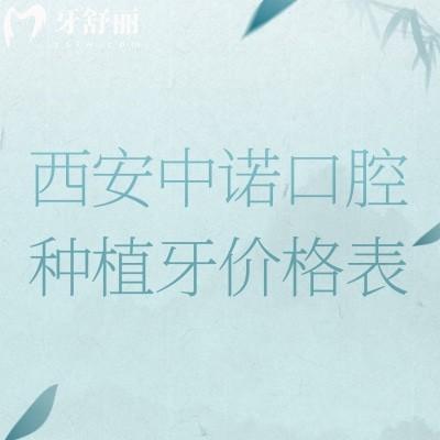 西安中诺口腔种植牙价格表，进口/国产/全口/半口价格都有